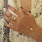 Geometric Hollow Arrow Ring Bracelet Integrated Creative Finger Chain Set Chain - Gold