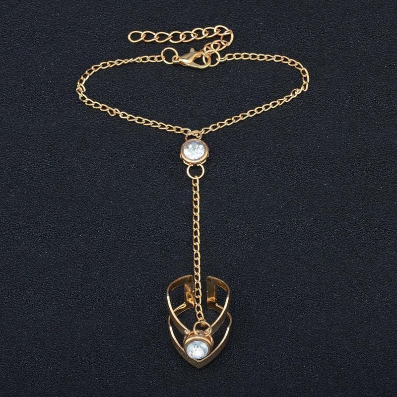 Geometric Hollow Arrow Ring Bracelet Integrated Creative Finger Chain Set Chain - Gold