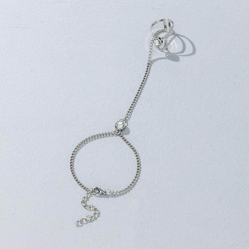 Geometric Hollow Arrow Ring Bracelet Integrated Creative Finger Chain Set Chain - Gold