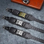 Viking Compass Leather Bracelet Men Adjustable PU Leather Cuff Runes Wristband - Silver
