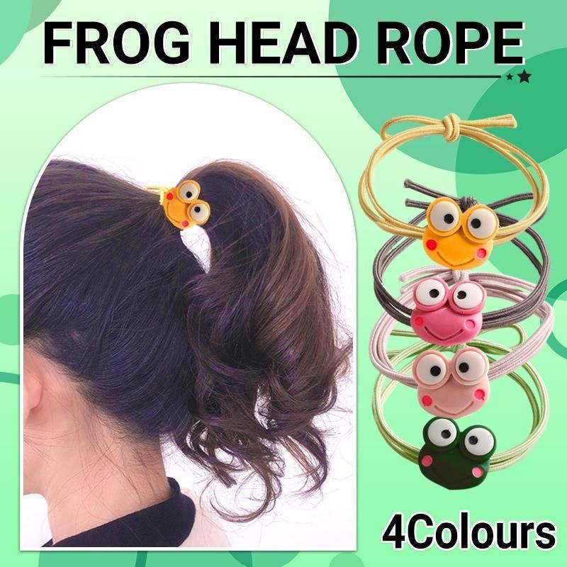 Cartoon Hair Rubber Hair Ring Frog Head Rope Hand Strap Couples Girl Hair Rope - Green