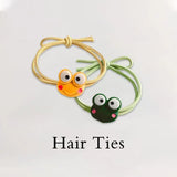 Cartoon Hair Rubber Hair Ring Frog Head Rope Hand Strap Couples Girl Hair Rope - Green - Low Angle