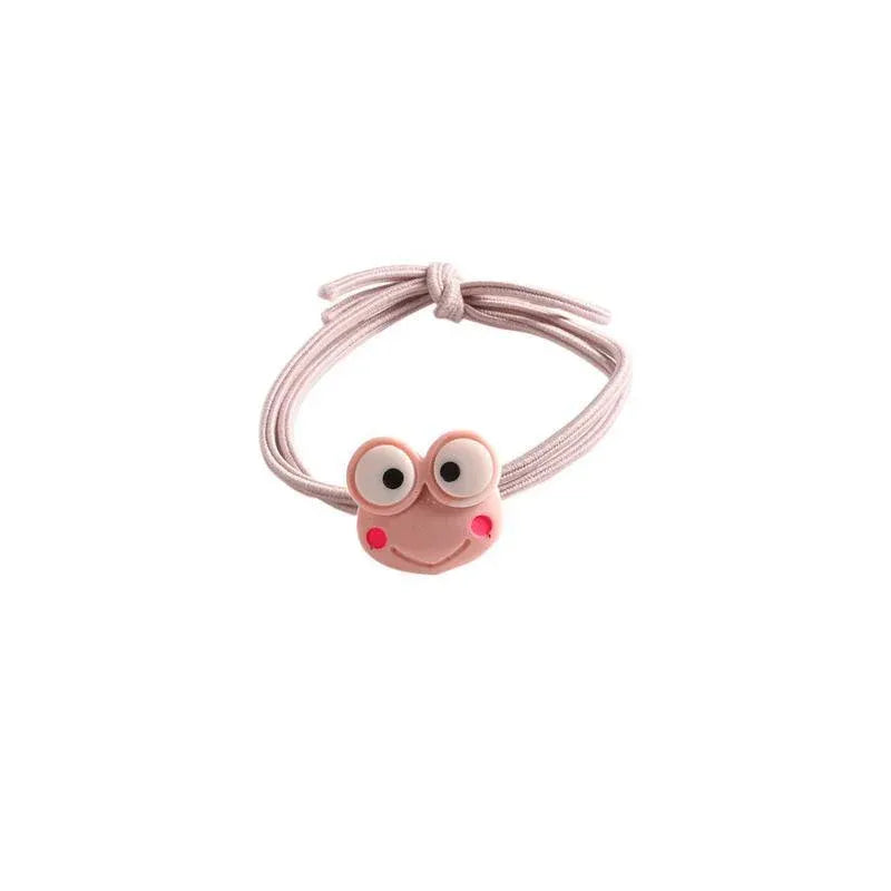 Cartoon Hair Rubber Hair Ring Frog Head Rope Hand Strap Couples Girl Hair Rope - Pink
