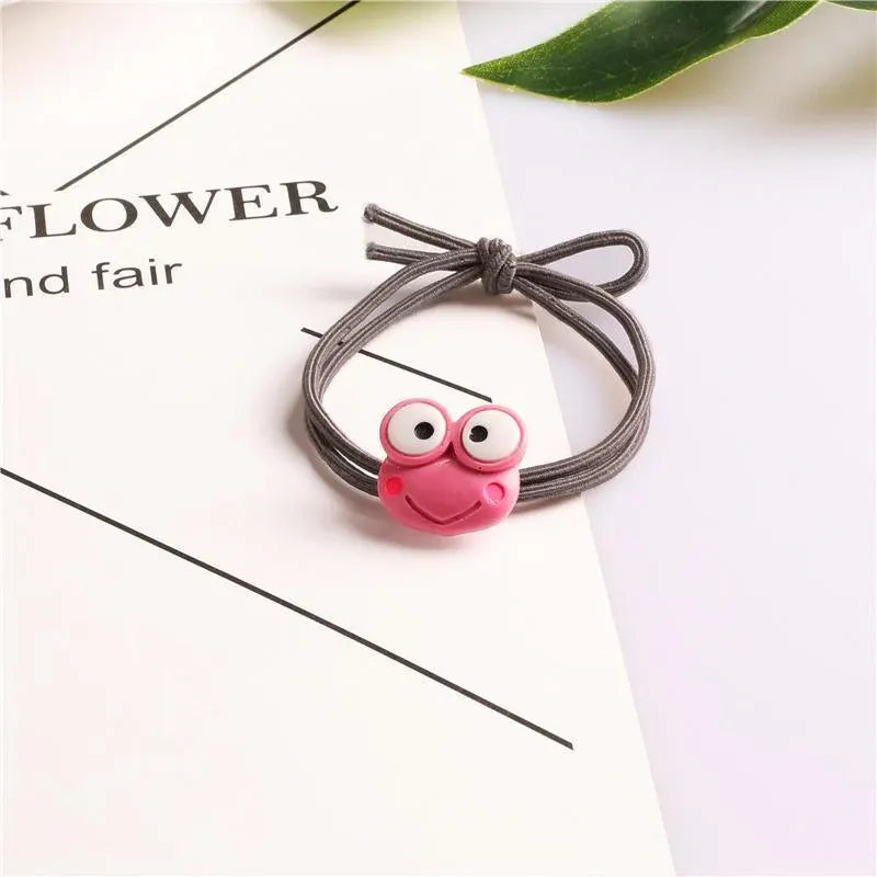 Cartoon Hair Rubber Hair Ring Frog Head Rope Hand Strap Couples Girl Hair Rope - Pink