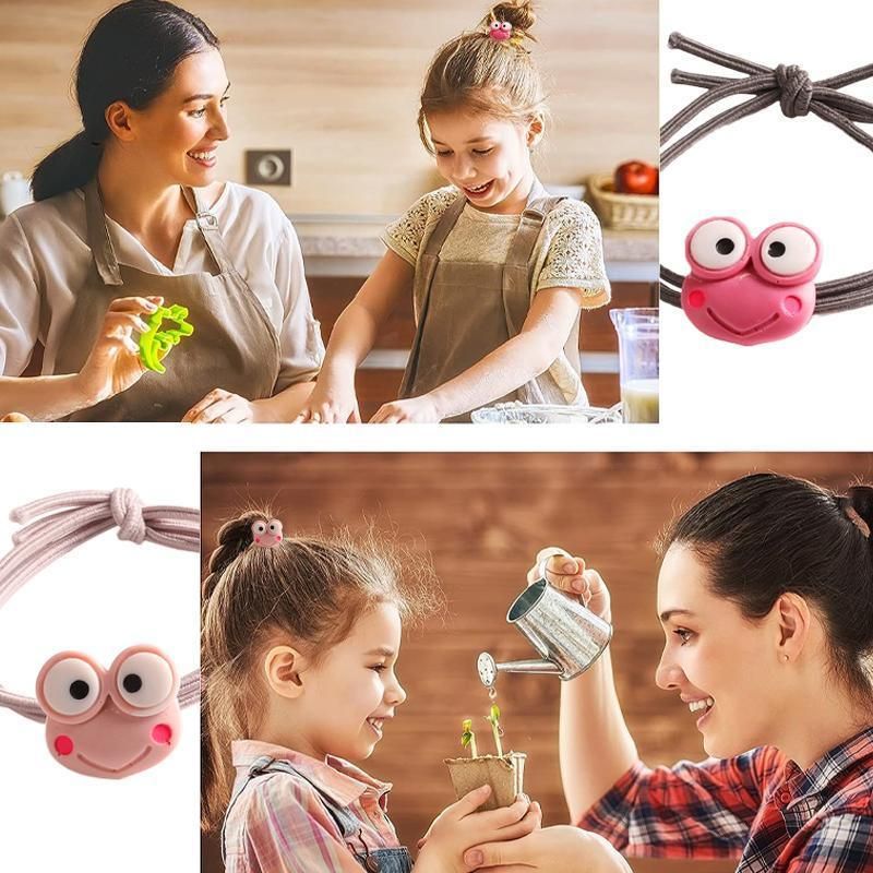Cartoon Hair Rubber Hair Ring Frog Head Rope Hand Strap Couples Girl Hair Rope - Yellow