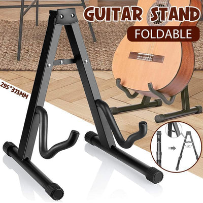 Folding Guitar Stand Floor Rack Electric Acoustic Bass Gig Holder Rack Portable
