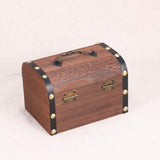Wooden Treasure Chest Retro Money Storage Box Case Coin Piggy Bank Organizer - 45-Degree Angle