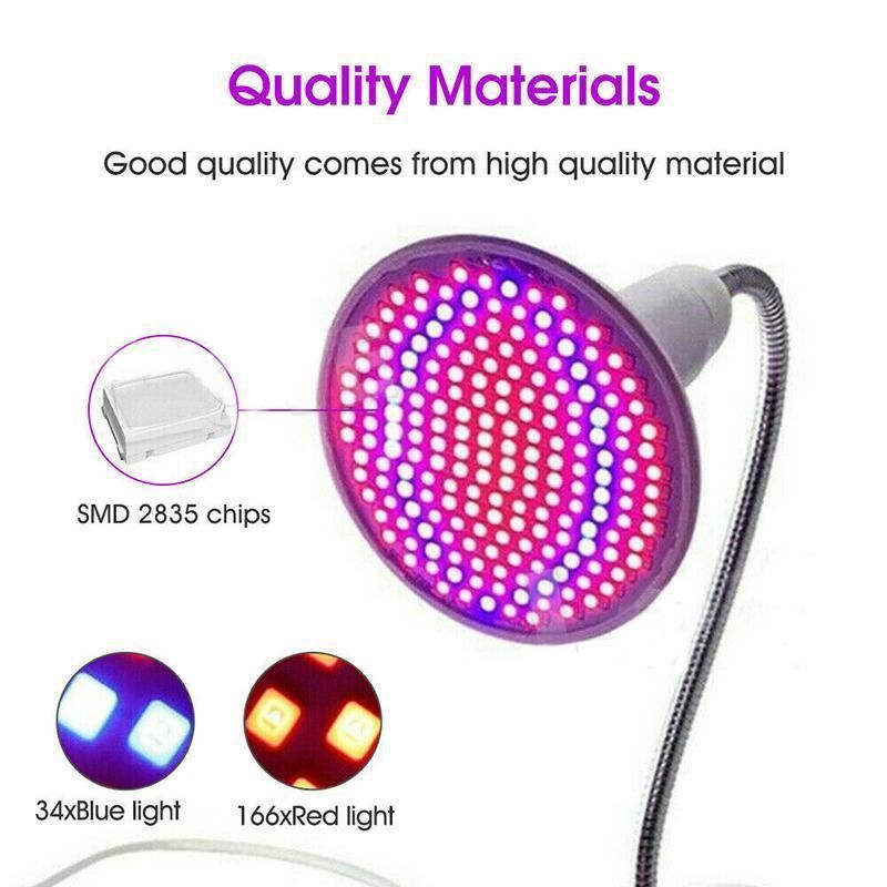 200 LED Clip-On Plant Grow Light with Flexible Gooseneck - 1 Pc