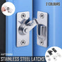 90 Degree Sliding Door Lock Hasp - Stainless Steel Corner Latch - Silver-2PCS