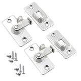 90 Degree Sliding Door Lock Hasp - Stainless Steel Corner Latch - Silver-2PCS - Close-Up Angle