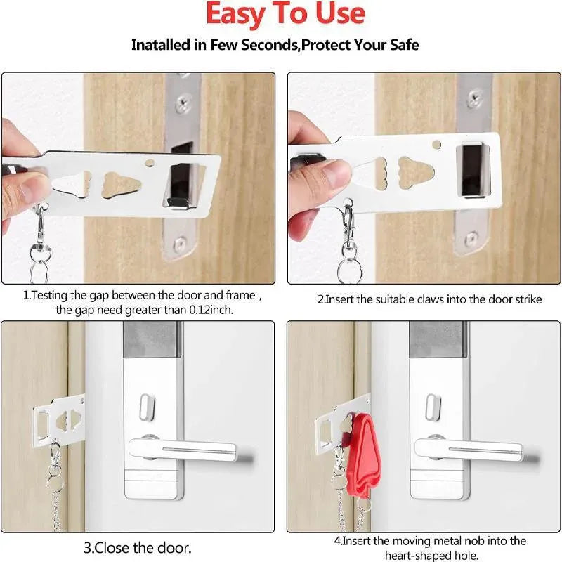 Portable Door Lock for Travel Hotel Home Security Addalock Style Lock - Black