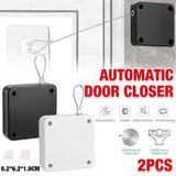 2x Punch-free Automatic Door Closer Sensor Auto for Home Kitchen Door Security - White