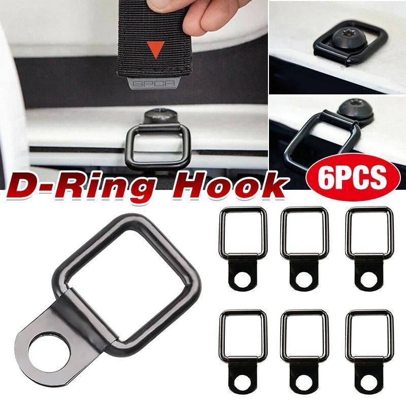 6PCS Black Heavy Duty Fixing Point Anchor Eye Tie Down Lashing Loop D-Ring Hook