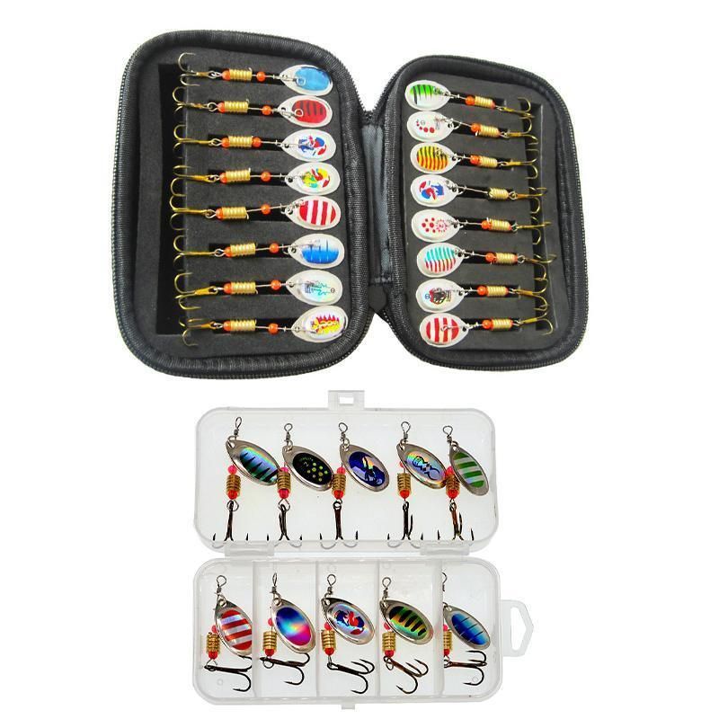 10/16PCS Fishing Lure Spinners Baits Spoon Set with Tackle Bag Trout Bass Tackle - B(10PCS)