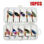 10/16PCS Fishing Lure Spinners Baits Spoon Set with Tackle Bag Trout Bass Tackle - B(10PCS)