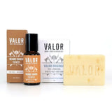 Tame Duo - Beard Tamer Firewood + Valor original Soap - Top-Down View