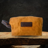 Waxed Canvas Toiletry Bag - Mustard - Front View