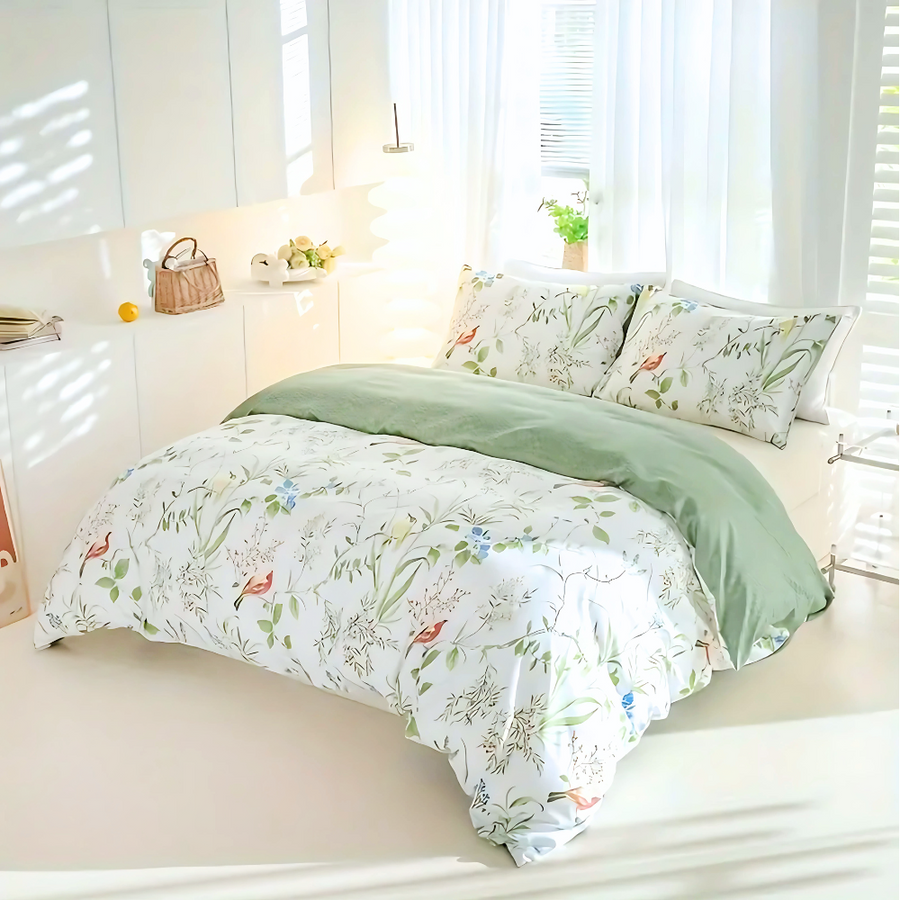 Dreamfields - Green Roost Quilt Cover Set - (2pcs, King Single Size)