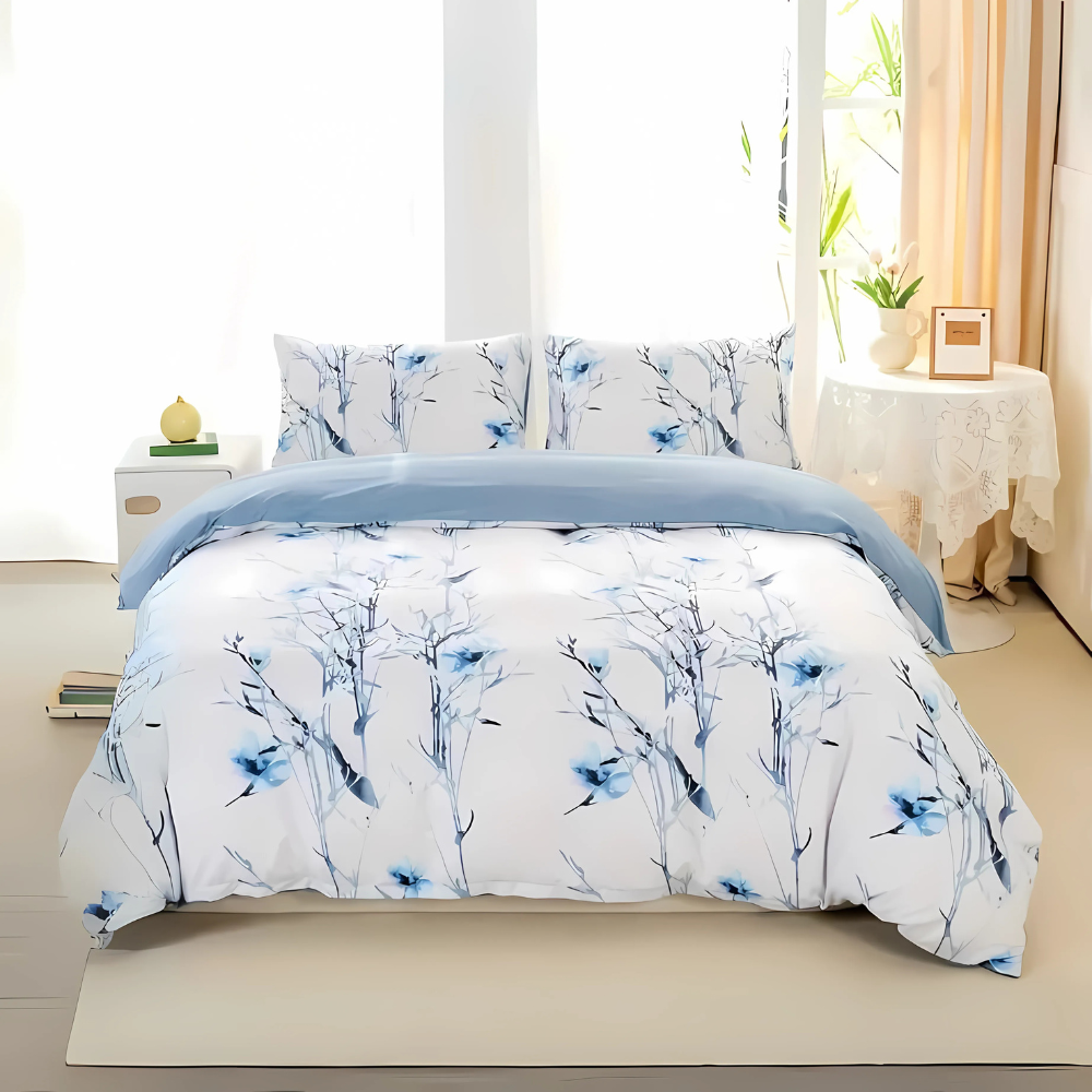 Dreamfields - Mist Floral Quilt Cover Set - (3pcs, Queen Size)