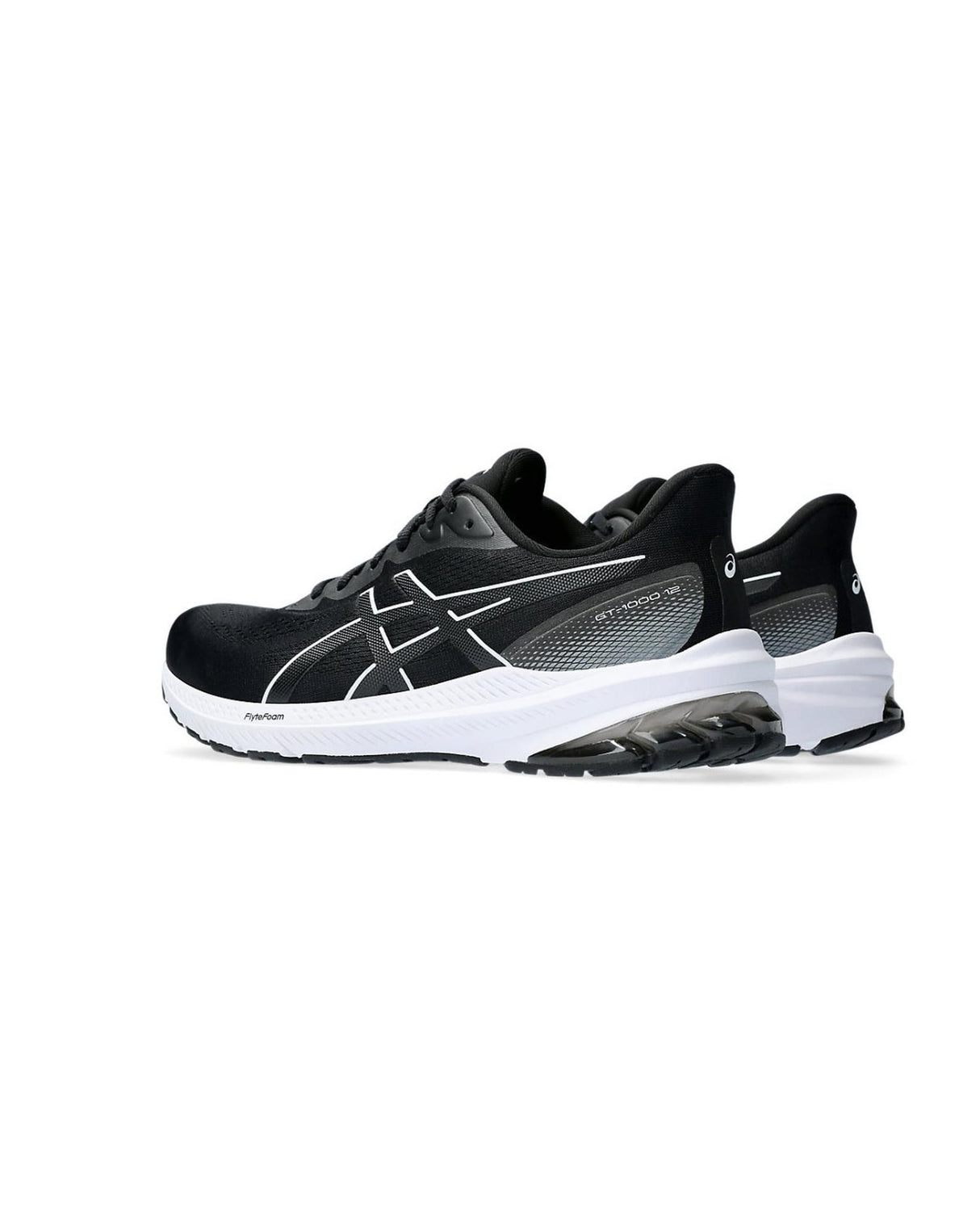ASICS GT-1000 12 Men's Running Shoes with Advanced Cushioning and Stability - Black/White, Size 12 US