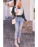Retro Bleached Leopard Spot Sweater - Large - Low Angle