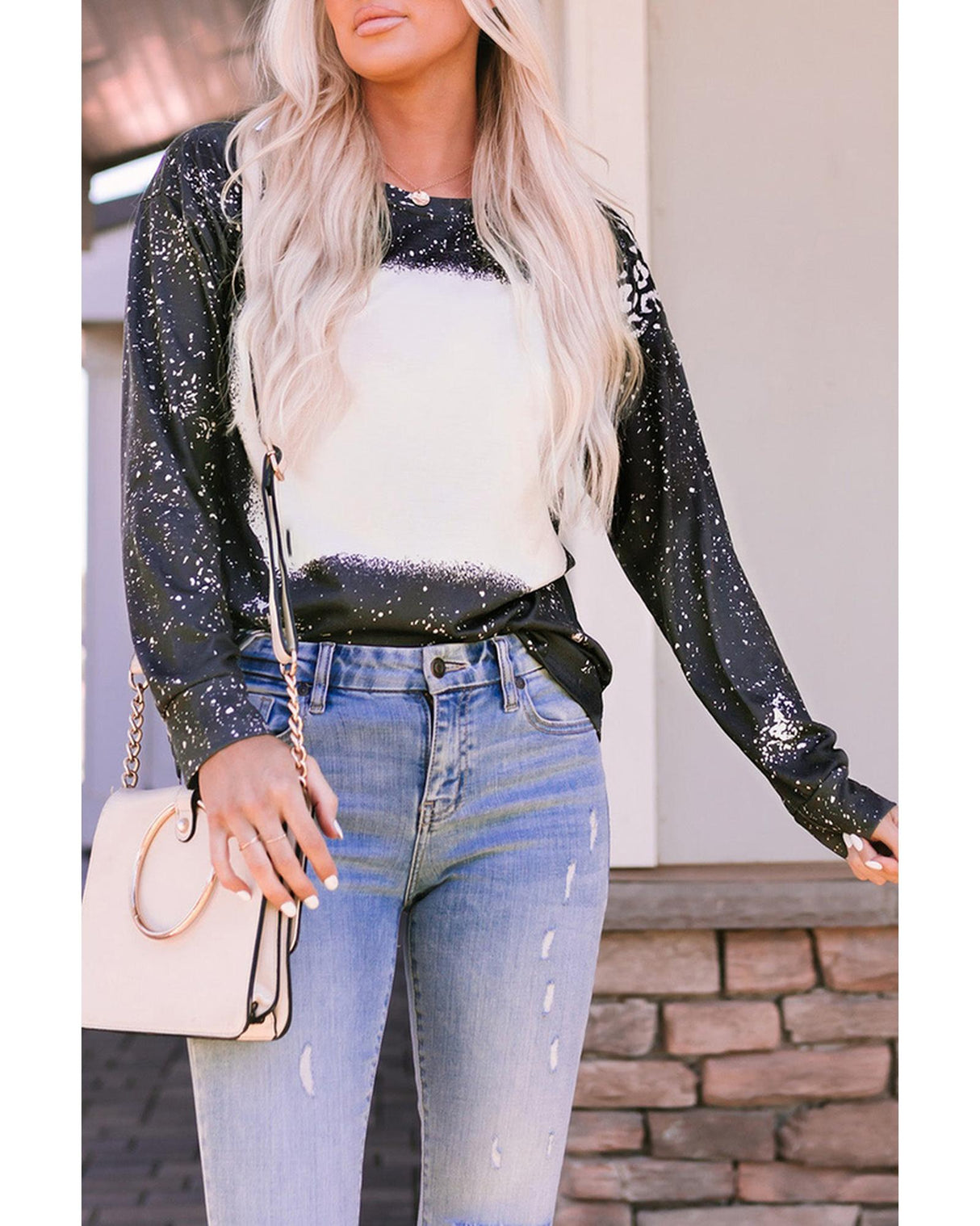 Retro Bleached Leopard Print Pullover - Size S