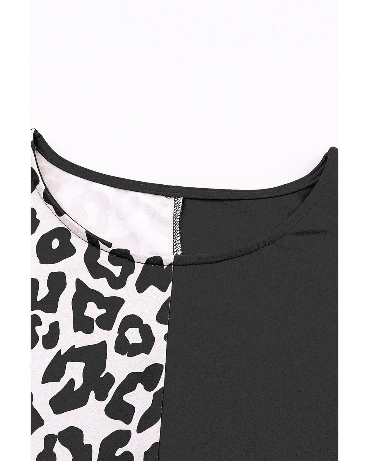 Azura Exchange Trendy Leopard Print Patchwork Short Sleeve Blouse - S