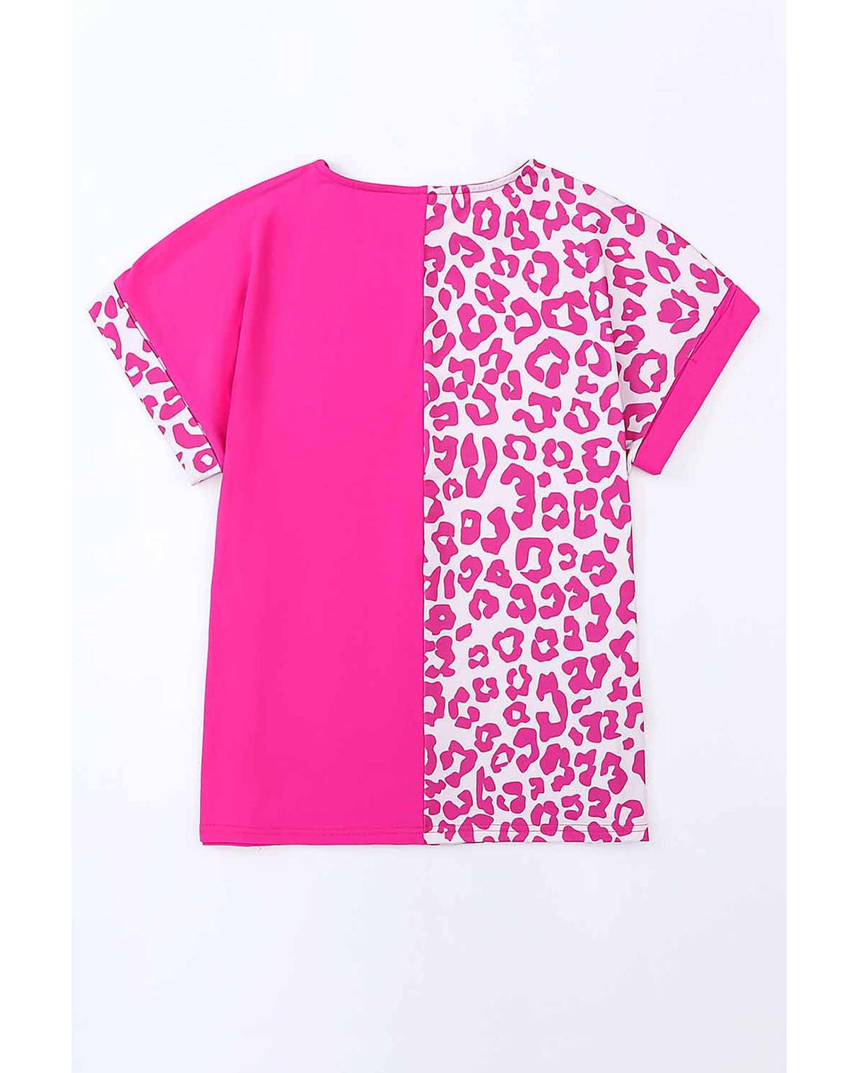 Leopard Chic Patchwork Short Sleeve Top - Size S