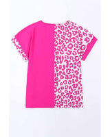 Leopard Chic Patchwork Short Sleeve Top - Size S - Low Angle