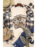 Khaki Western Poker Cards Graphic Tee - 2XL - Front View