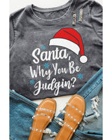 Azura Exchange Snowflake Christmas Tee with Santa Hat - Size S