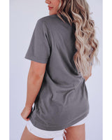 Leopard Print Bull Skull Graphic T-Shirt - Size M - Front View