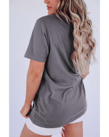 Leopard Print Bull Skull Graphic T-Shirt - Size M - Close-Up Angle