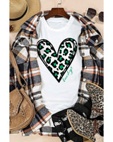 Lucky Leopard Heart Print St. Patrick's Day T-Shirt - 2XL - Top-Down View