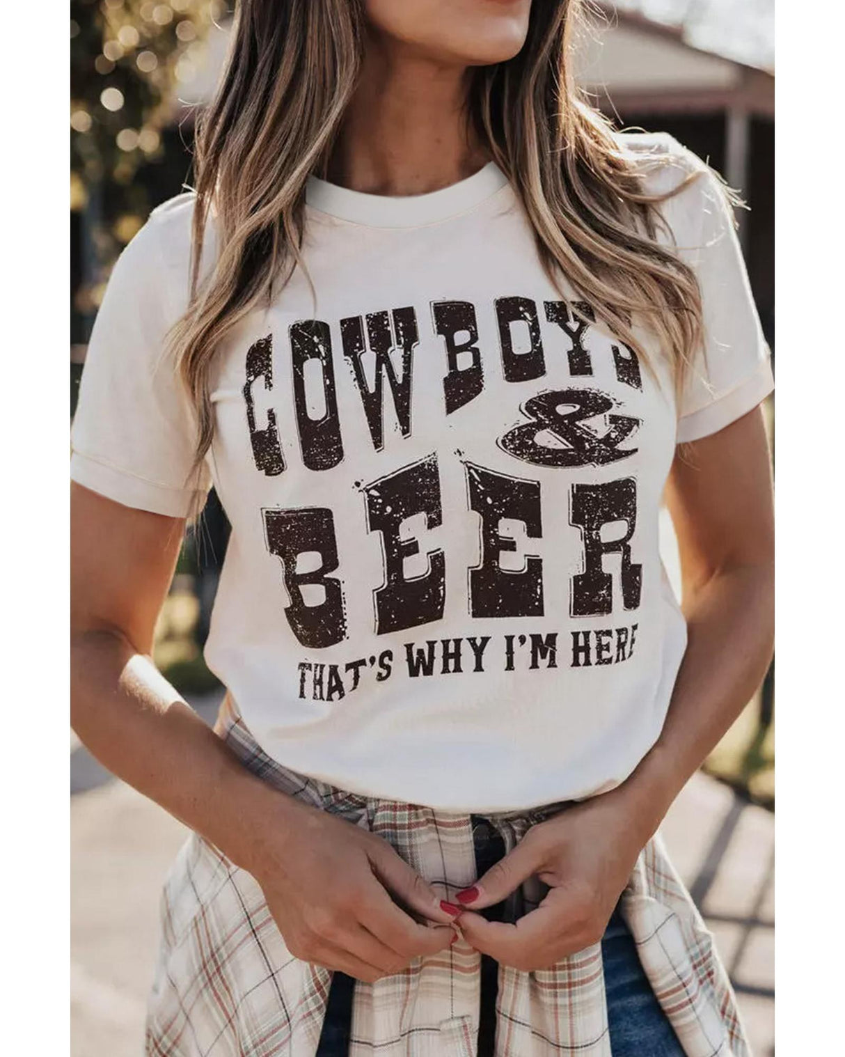 Azura Exchange COWBOYS & BEERS Graphic Tee for Women - M