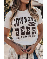 Azura Exchange COWBOYS & BEERS Graphic Tee for Women - M - Extra Image