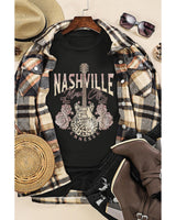 Azura Exchange Women's Leopard Guitar and Rose Printed Tee - XL - Low Angle