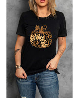 Spooky Sunflower Pumpkin Graphic Tee - M - Top-Down View