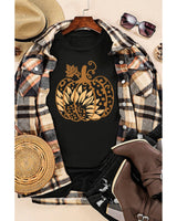 Spooky Sunflower Pumpkin Graphic Tee - M - Rear View