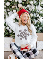 Azura Exchange Leopard Print Snowflake Crew Neck Sweatshirt - S - Rear View