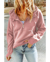 Azura Exchange Quarter Zip Hoodie with Kangaroo Pocket - Size S - Side View