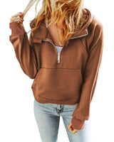 Azura Women's Quarter Zip Kangaroo Pocket Hoodie - Size S - Side View