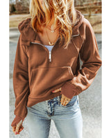 Azura Women's Quarter Zip Kangaroo Pocket Hoodie - Size S - 45-Degree Angle