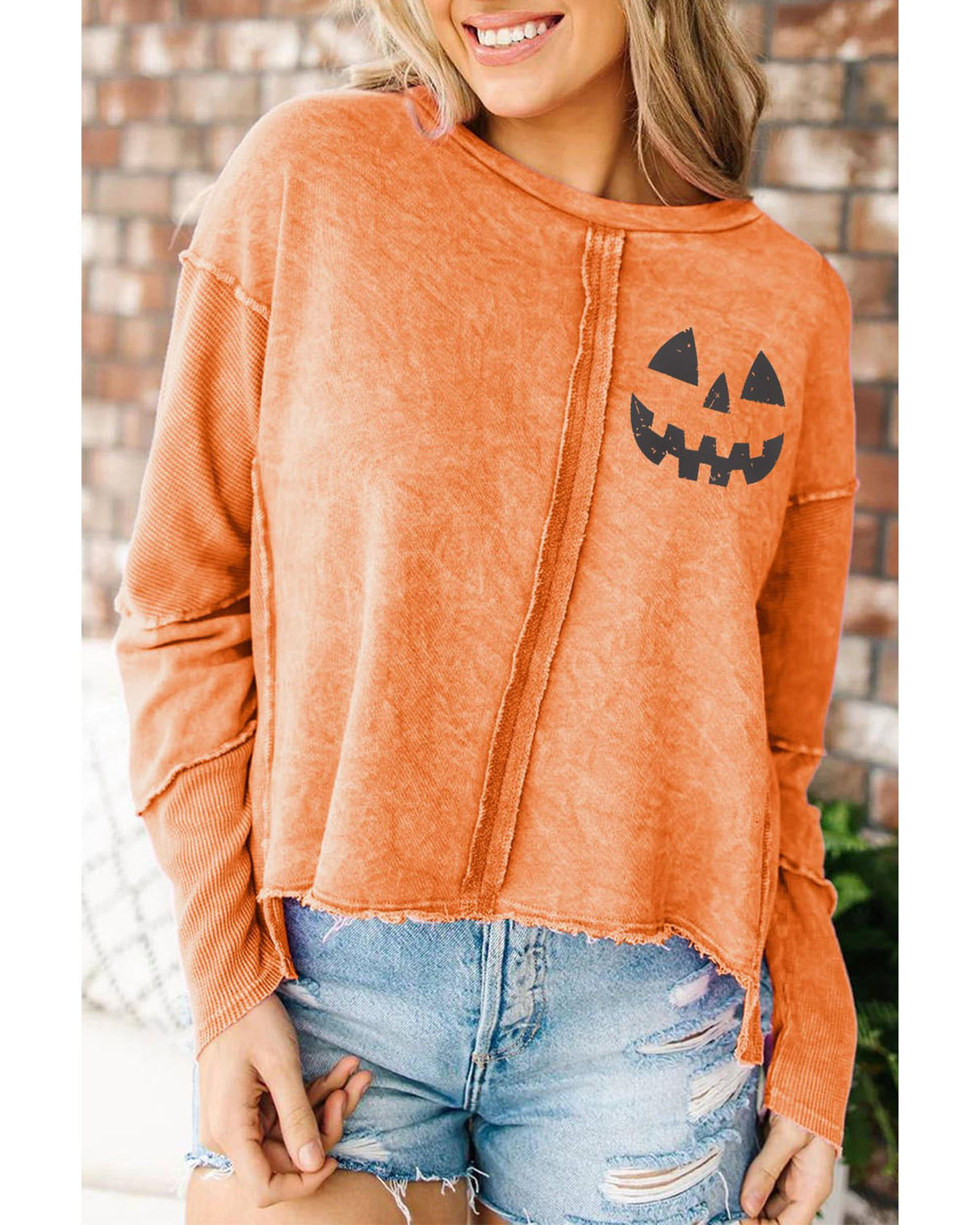 Azura Exchange Spooky Pumpkin Patchwork Sweatshirt - S