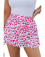 Leopard Print Flutter Hem Shorts - Azura Exchange - Size S - Top-Down View