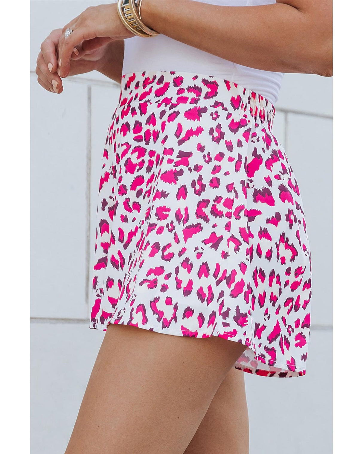 Leopard Print Flutter Hem Shorts - Azura Exchange - Size S