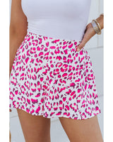 Leopard Print Flutter Hem Shorts - Azura Exchange - Size S - Rear View