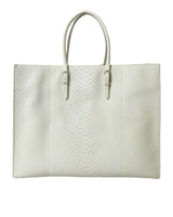 Balenciaga Women's Chic Python Leather Tote in White & Yellow - One Size - Front View