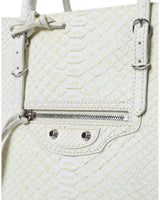 Balenciaga Women's Chic Python Leather Tote in White & Yellow - One Size - Side View
