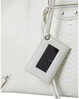 Balenciaga Women's Chic Python Leather Tote in White & Yellow - One Size - 45-Degree Angle